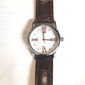 Sempre Brown Leather Rhinestone Watch